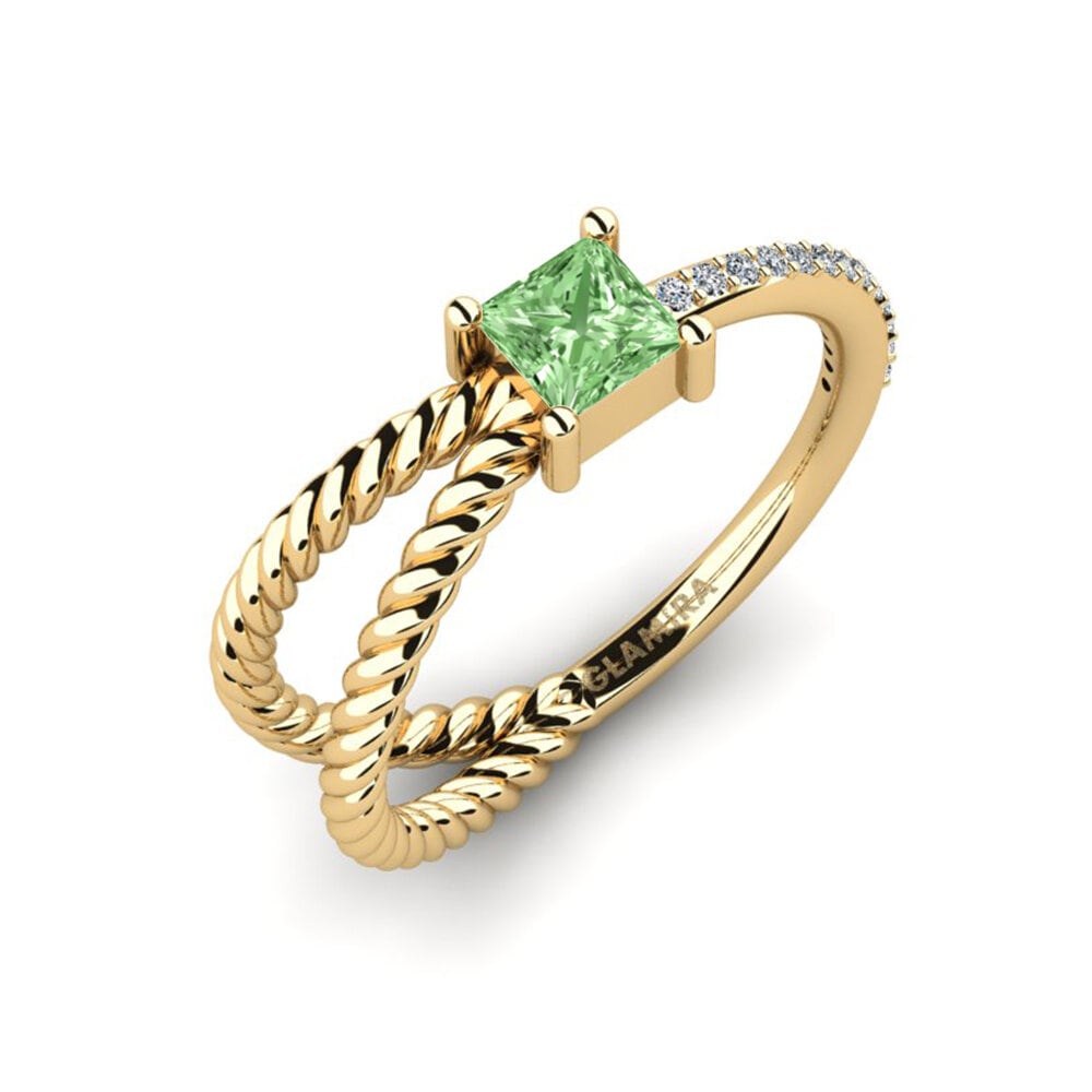 Princess Green Diamond Engagement Ring Sassier