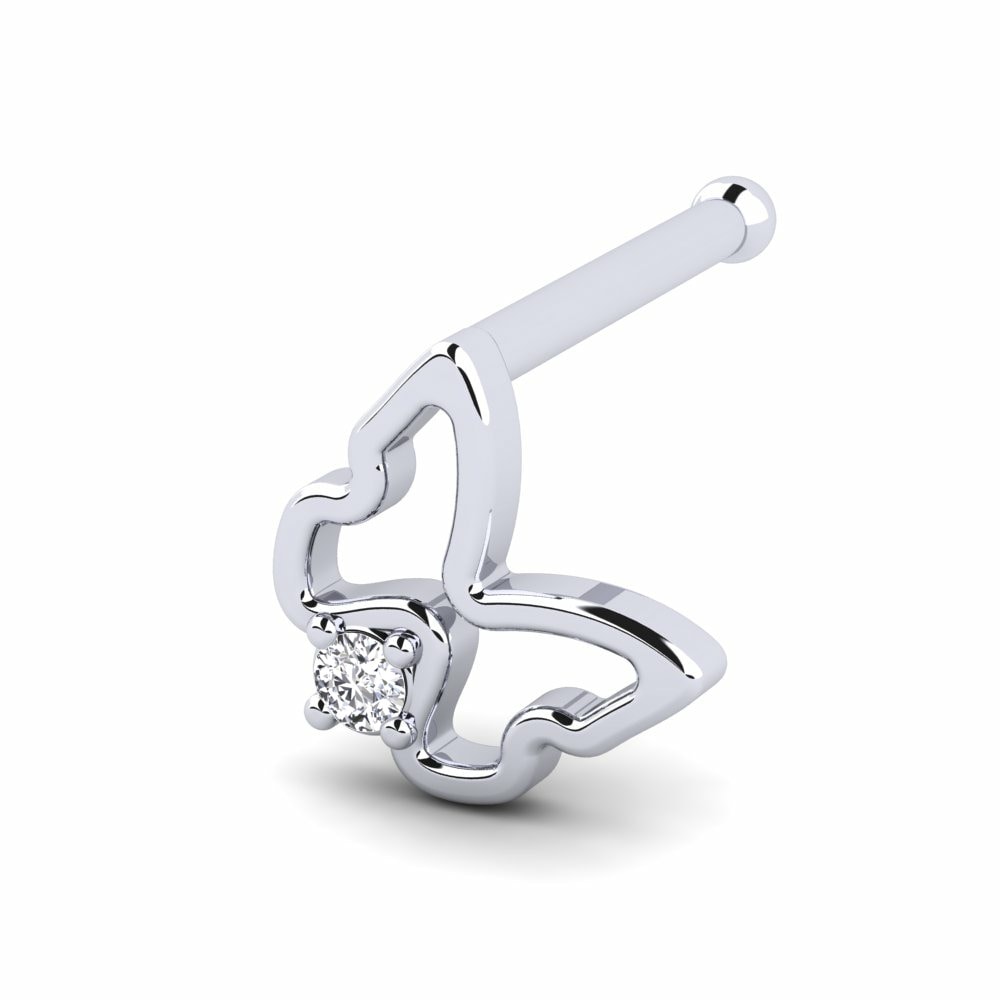 9ct White Gold Nose Pin Saturno