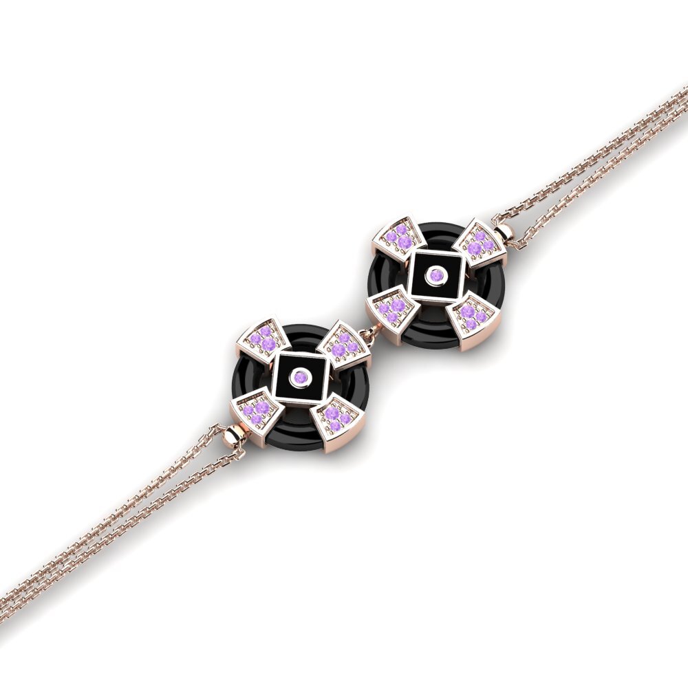 14k Oro Rosa Amatista Pulsera de Mujer Sauer