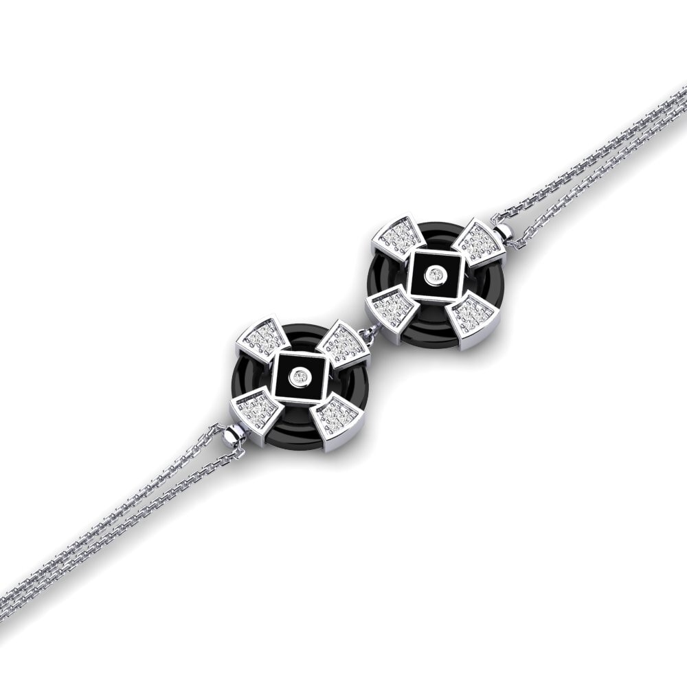 14k Oro Blanco Moissanita Pulsera de Mujer Sauer