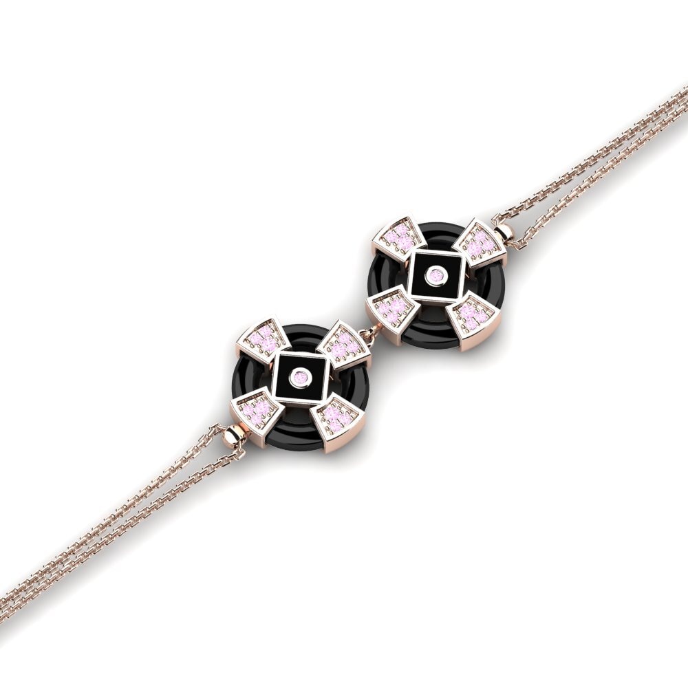 14k Oro Rosa Zafiro Rosado Pulsera de Mujer Sauer