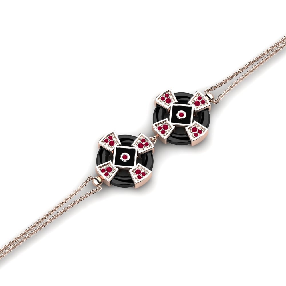 18k Oro Rosa Rubí Pulsera de Mujer Sauer