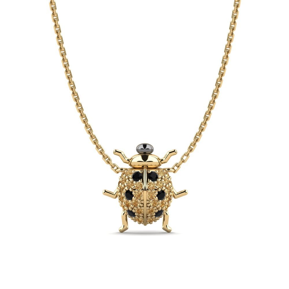 18ct Yellow Gold Black Sapphire Women's Necklace Saur