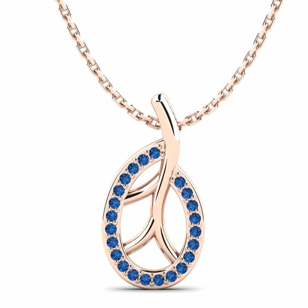 Vàng Hồng 9K Đá Zirconia Xanh Lam Mặt dây chuyền nữ Savalan