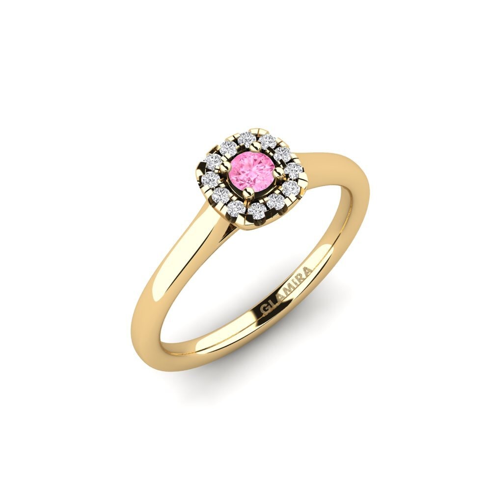 9k Oro Amarillo Zafiro Rosado Anillo de compromiso Savanna