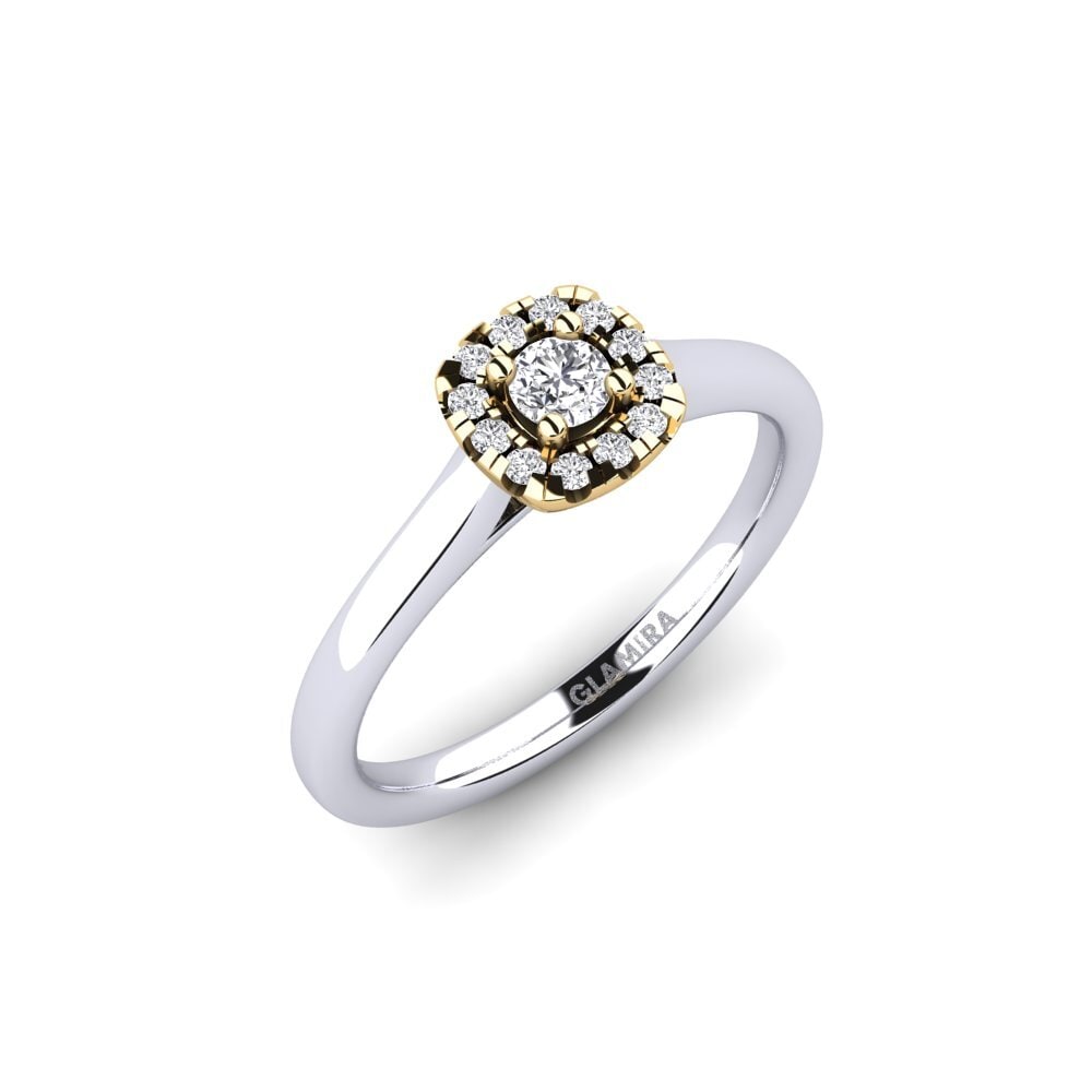 18k Oro Blanco & Amarillo Anillo de compromiso Savanna 0.1 crt