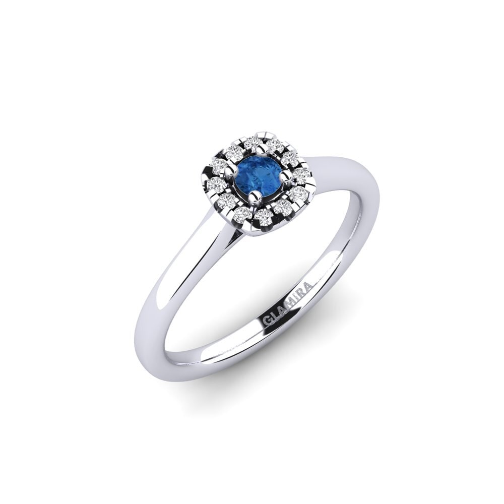 Dark Blue Zirconia Engagement Ring Savanna 0.1 crt