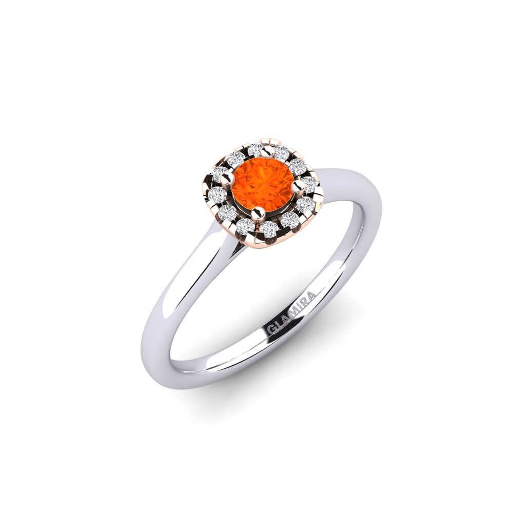14ct White & Rose Gold Fire Opal Engagement Ring Savanna 0.25 crt