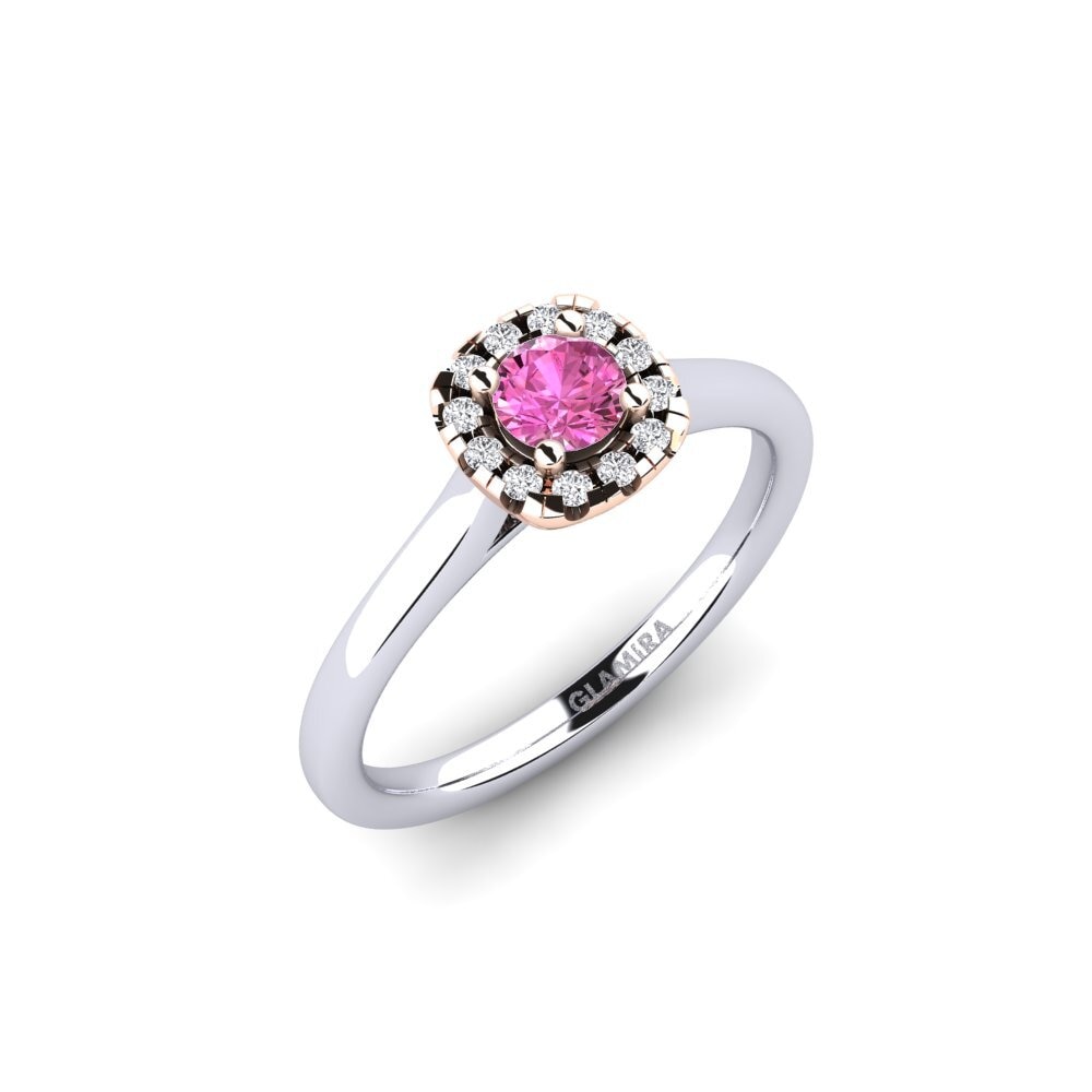 14ct White & Rose Gold Pink Topaz Engagement Ring Savanna 0.25 crt