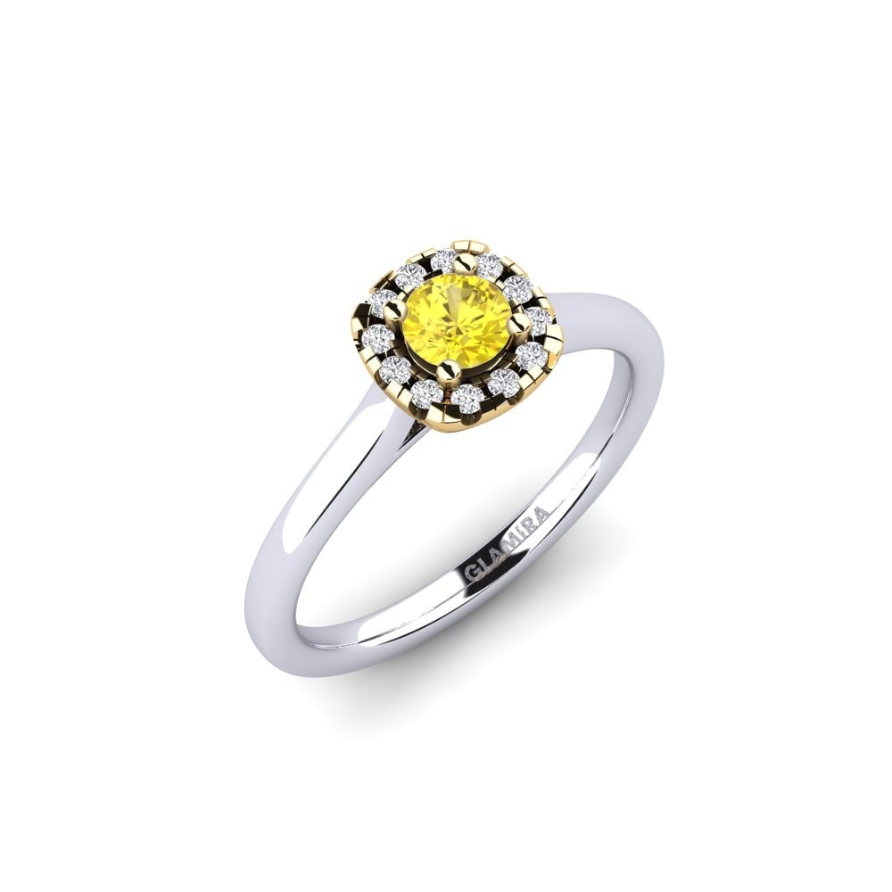 14ct White / Yellow Gold Yellow Sapphire Engagement Ring Savanna 0.25 crt