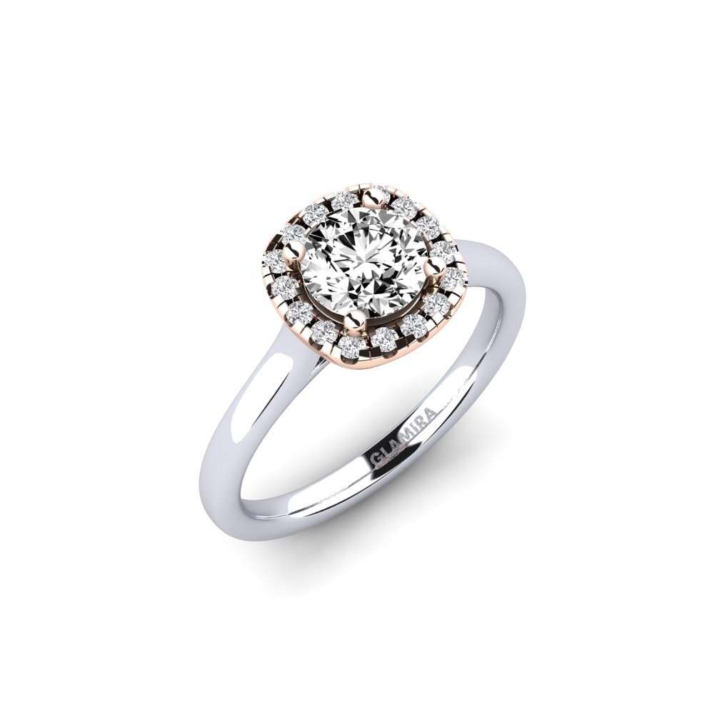 18ct White & Rose Gold Moissanite Engagement Ring Savanna 0.8 crt