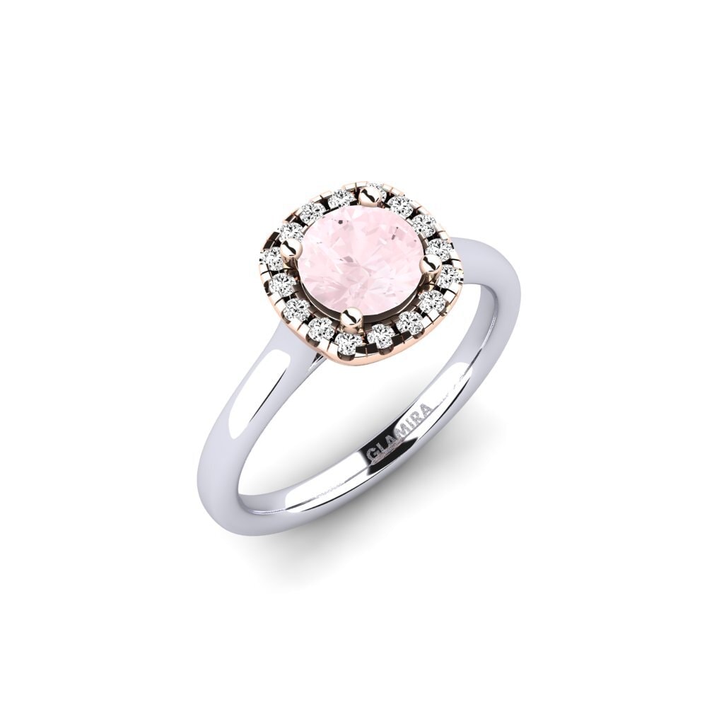 14ct White & Rose Gold Rose Quartz Engagement Ring Savanna 0.8 crt