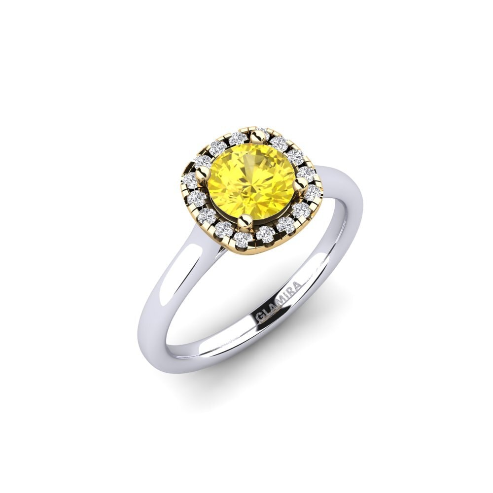 14ct White / Yellow Gold Yellow Sapphire Engagement Ring Savanna 0.8 crt