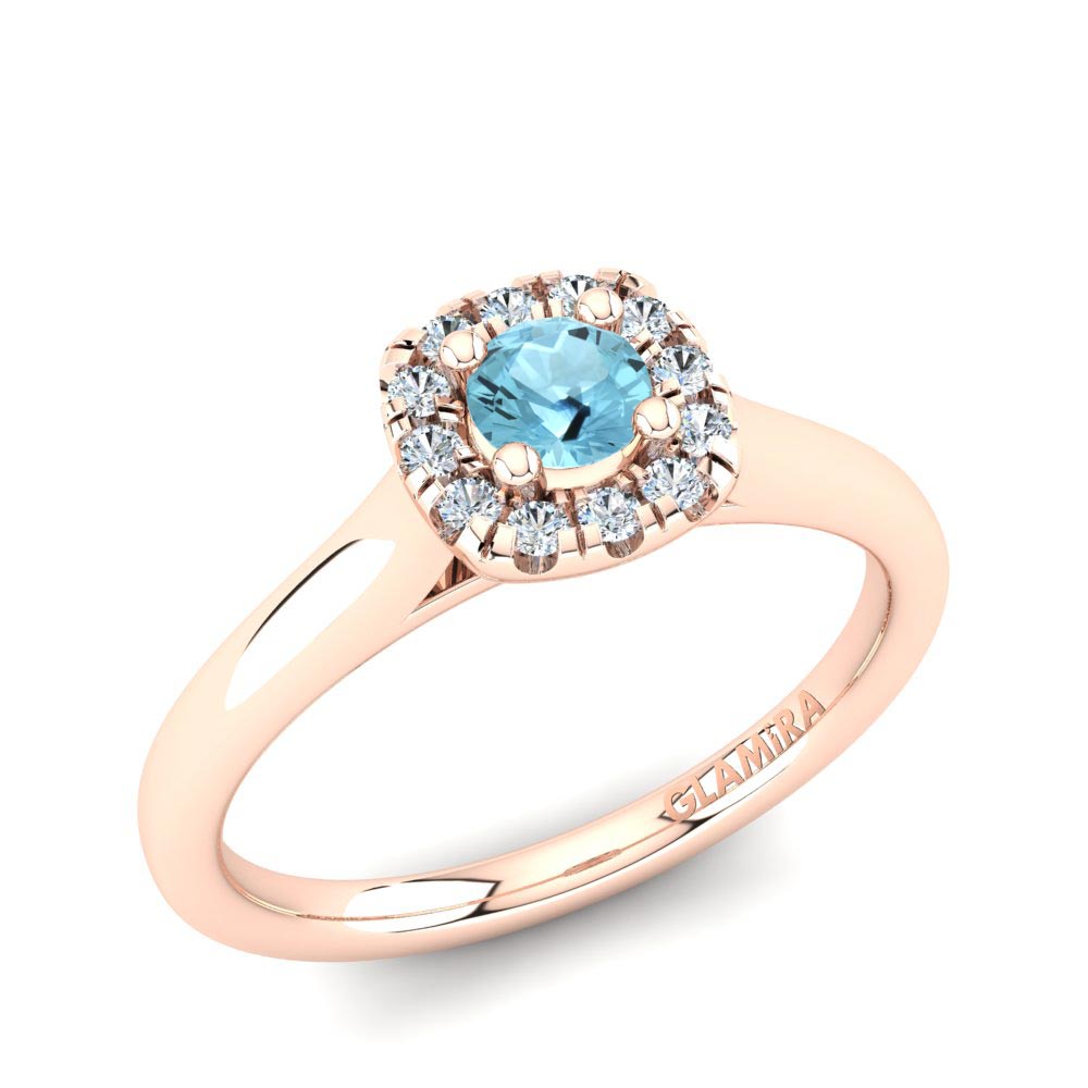 Rotgold 585 Aquamarin Verlobungsring Savanna