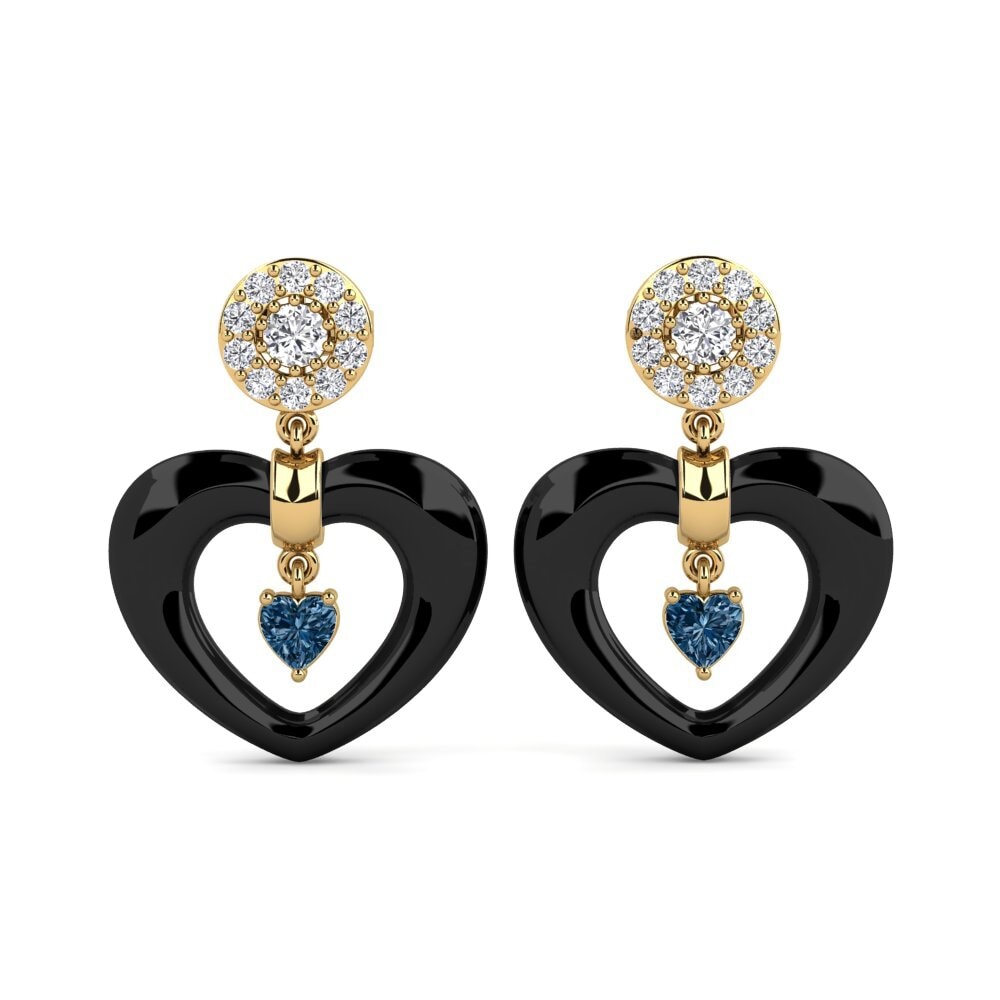 9ct Yellow Gold Blue Diamond Women's Earring Savarese