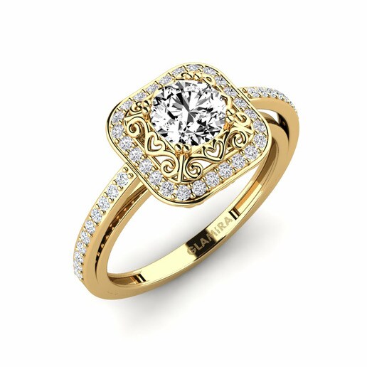 Ring Scepticism 585 Yellow Gold & Moissanite & Diamond & Swarovski Crystal