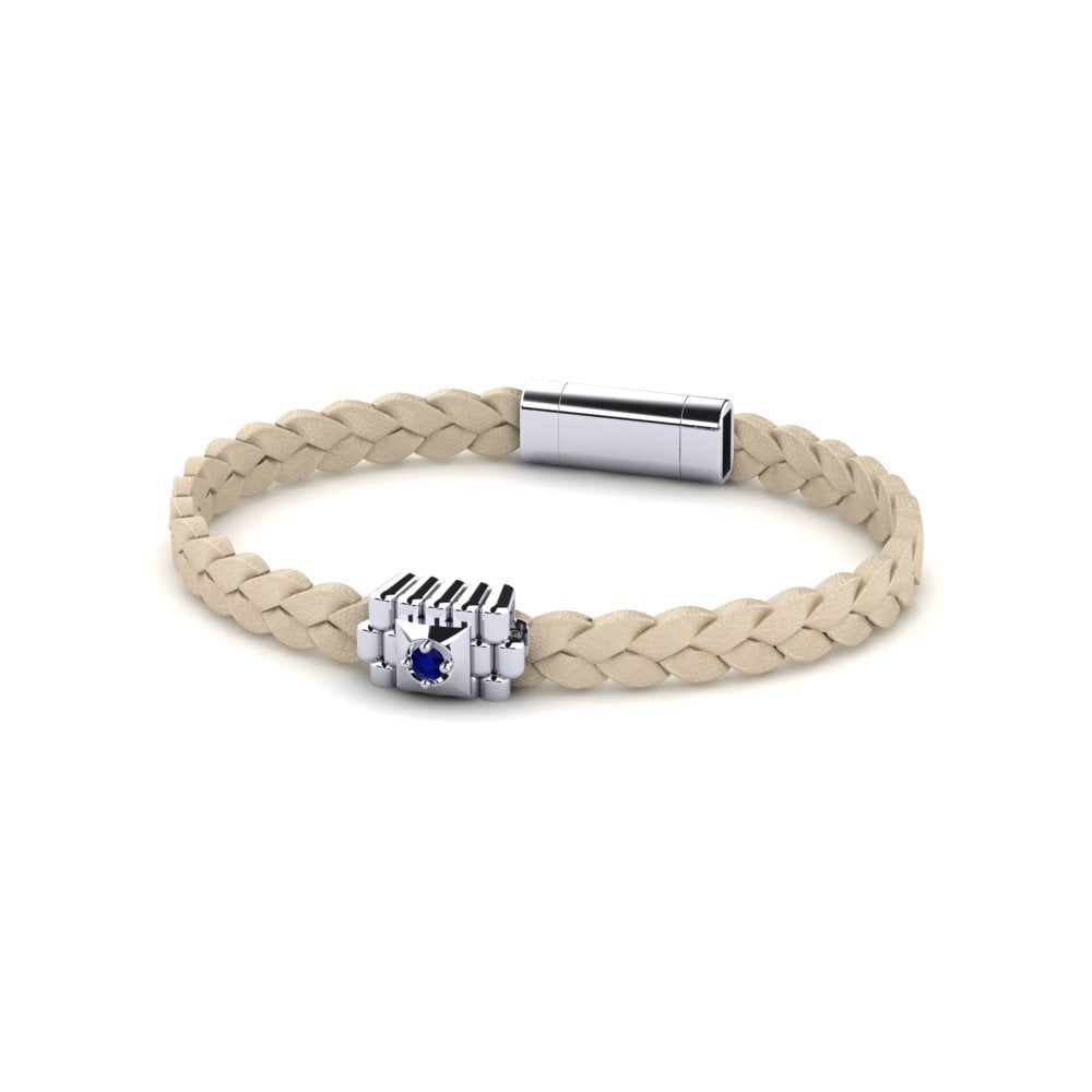 White Silver Sapphire Men's Bracelet Sceptile