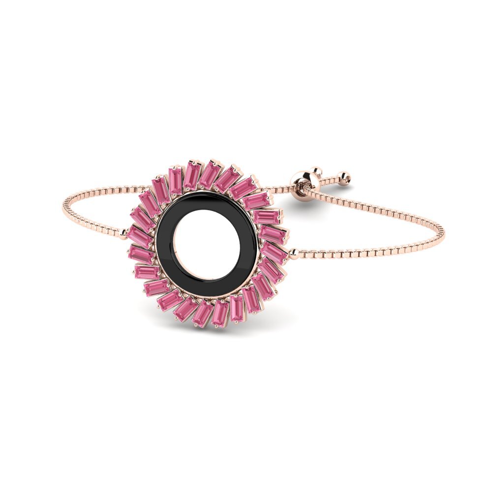 14k Oro Rosa Zafiro Rosado Pulsera de Mujer Schipper