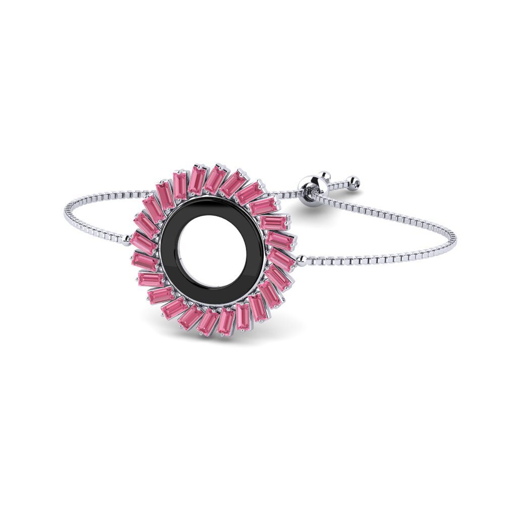 Plata 925 Zafiro Rosado Pulsera de Mujer Schipper