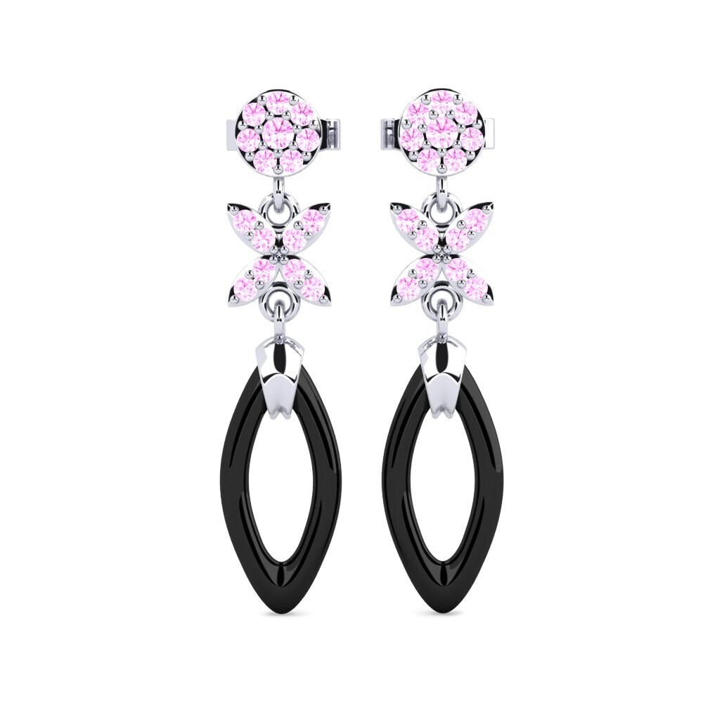 18ct White Gold Pink Sapphire Women's Earring Schmalz