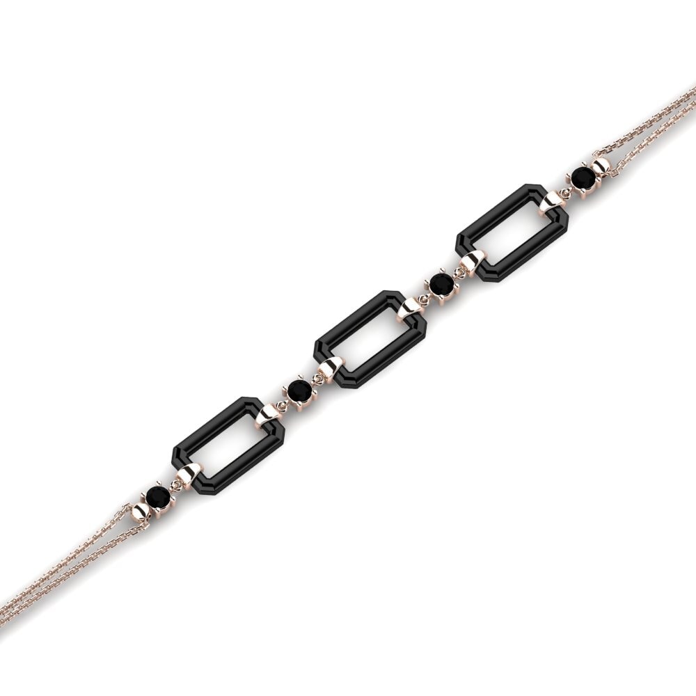 14k Oro Rosa Zafiro negro Pulsera de Mujer Scoggin