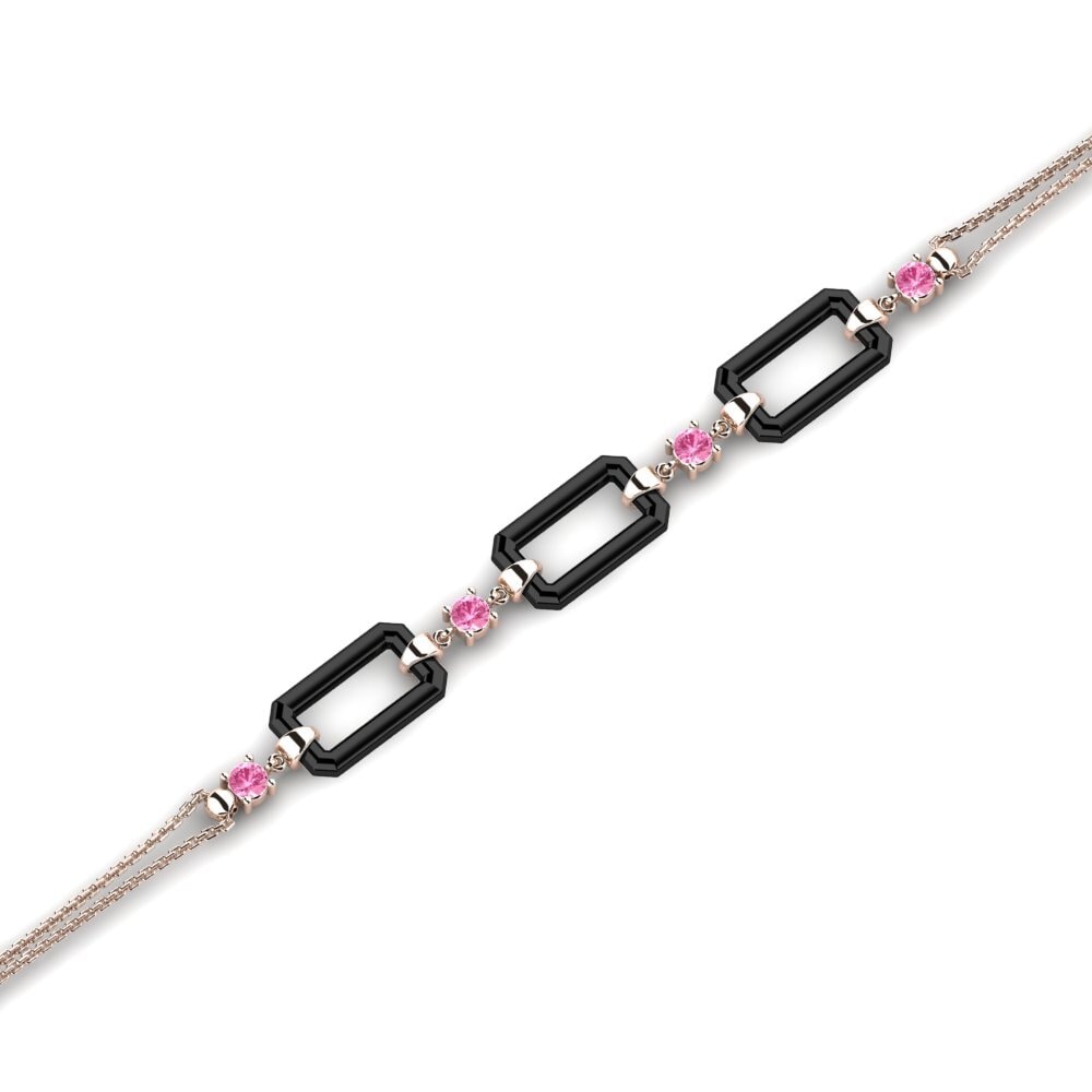 14k Oro Rosa Zafiro Rosado Pulsera de Mujer Scoggin
