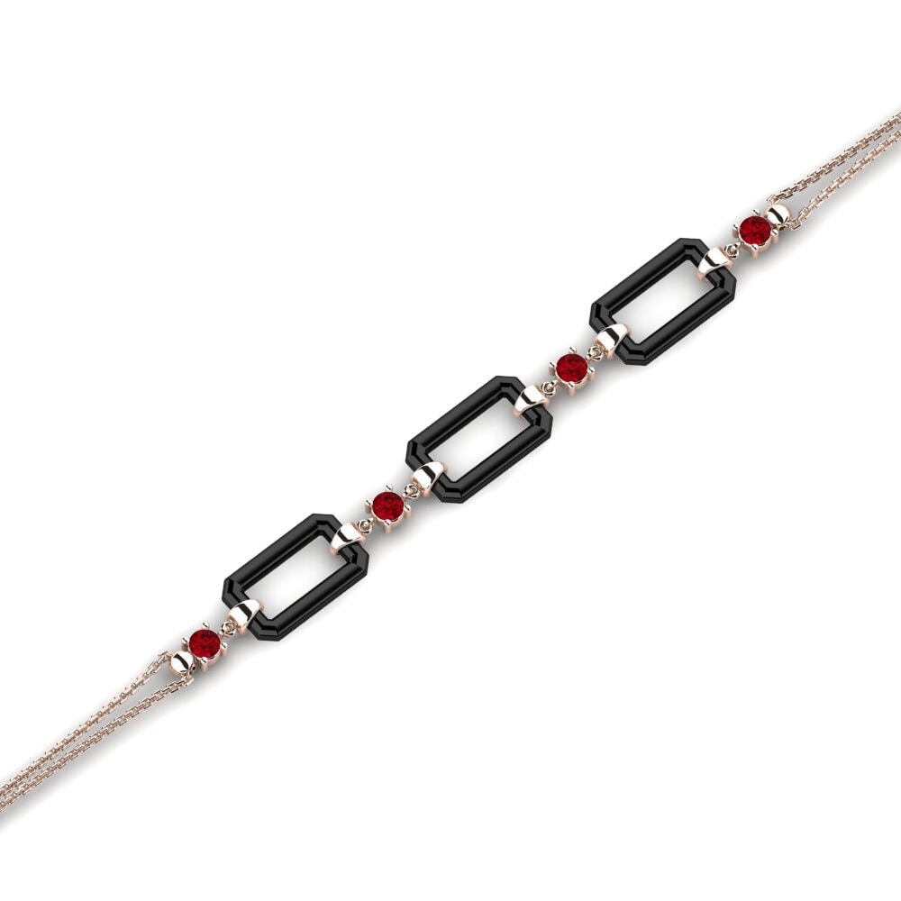 14k Oro Rosa Circonita Roja Pulsera de Mujer Scoggin