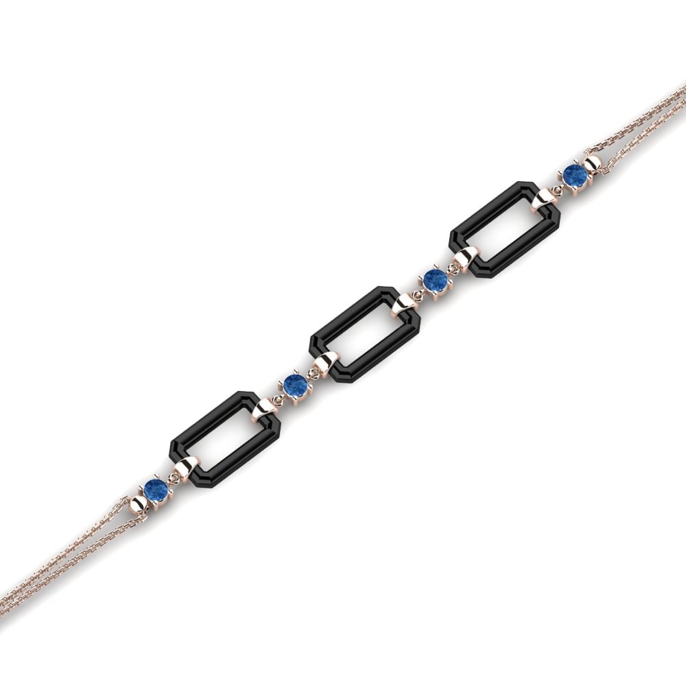 14k Oro Rosa Circonita Azul Oscuro Pulsera de Mujer Scoggin