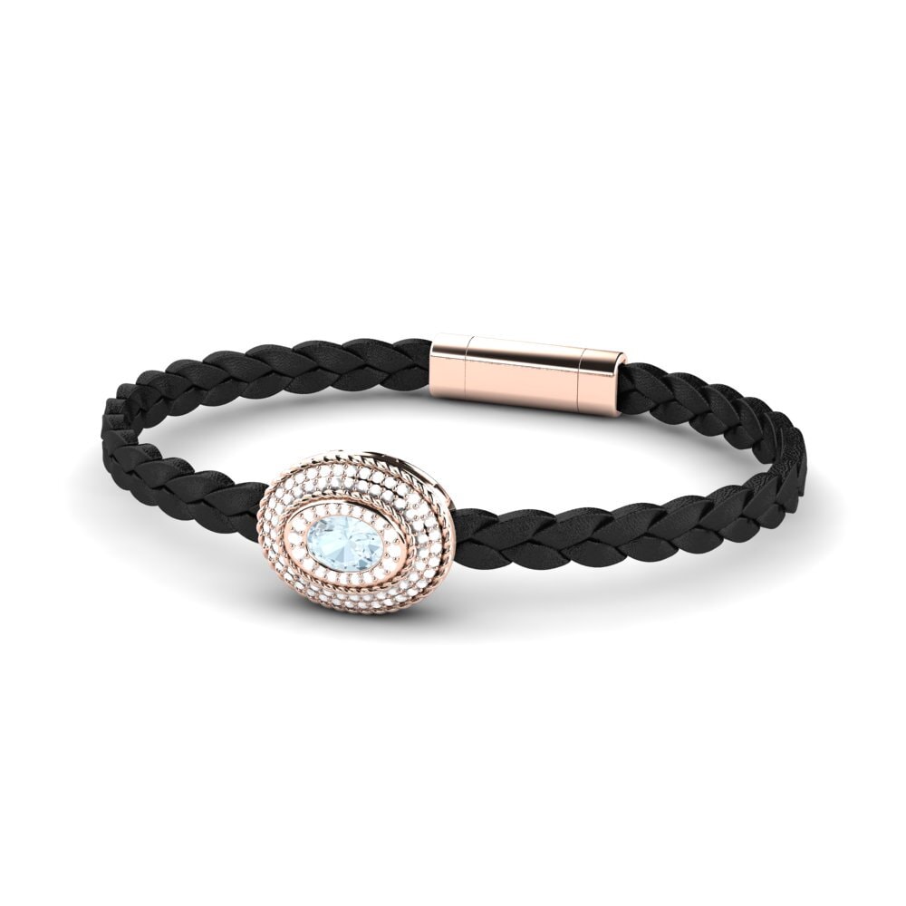 18ct Rose Gold Aquamarine Men's Bracelet Scolipede