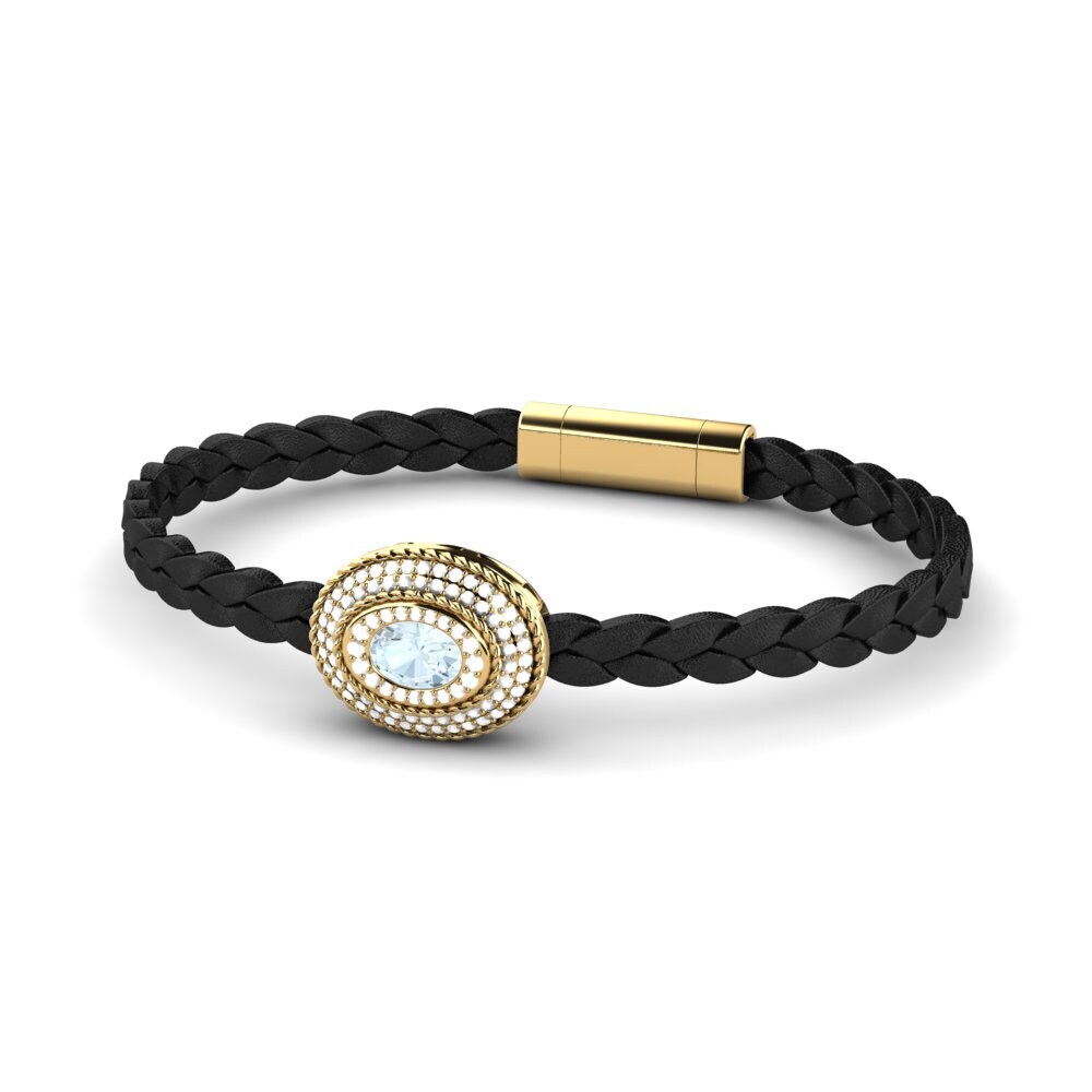 14ct Yellow Gold Aquamarine Men's Bracelet Scolipede