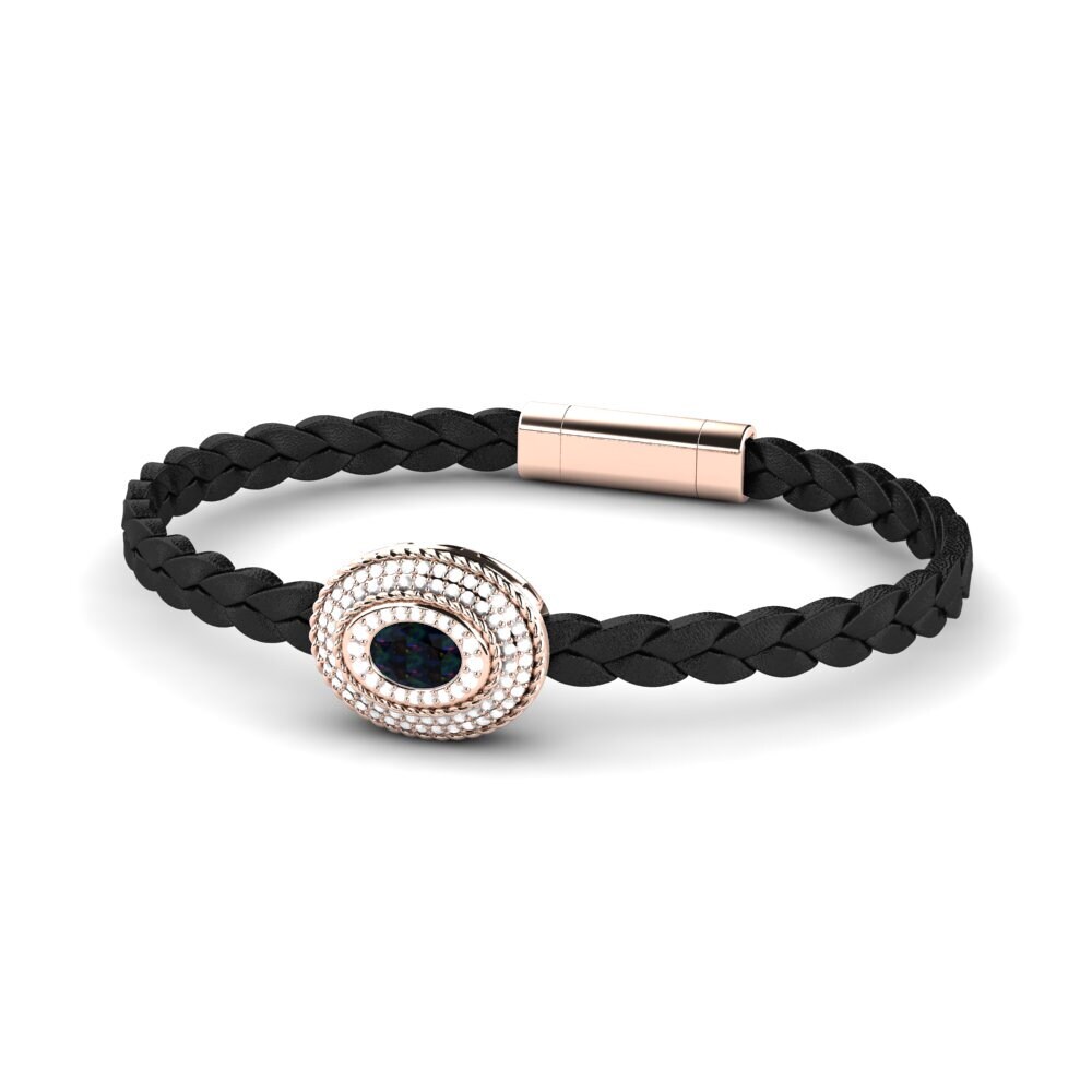 18ct Rose Gold Black Opal Men's Bracelet Scolipede