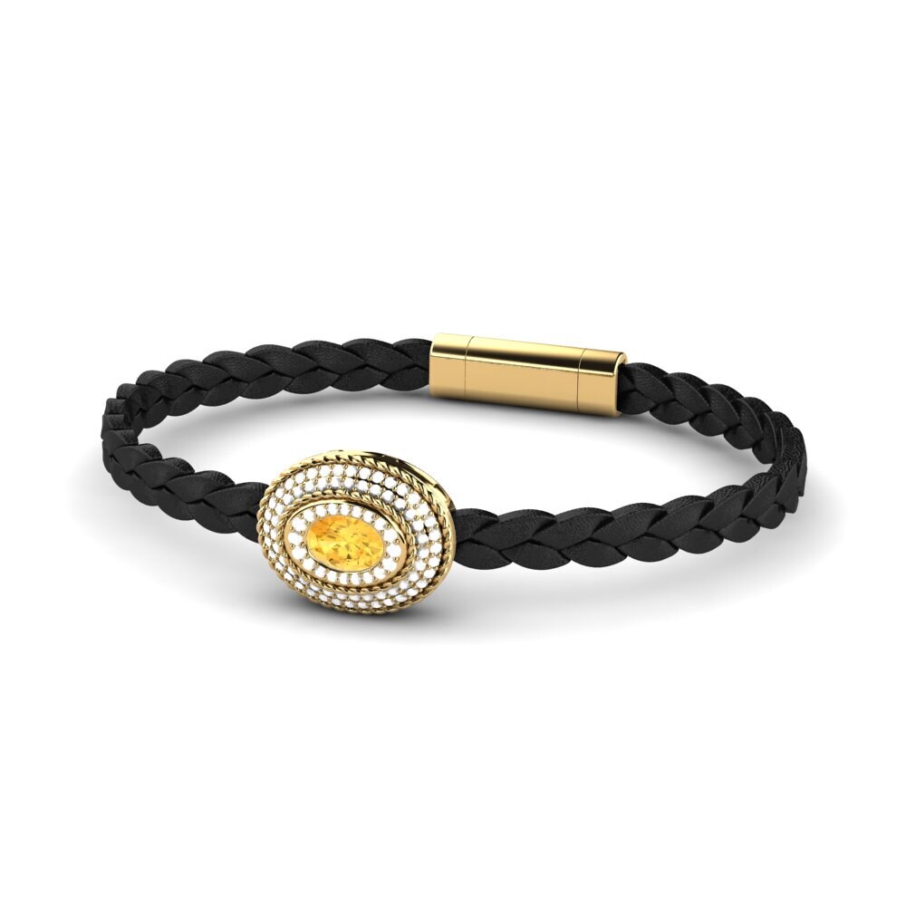 9ct Yellow Gold Citrine Men's Bracelet Scolipede