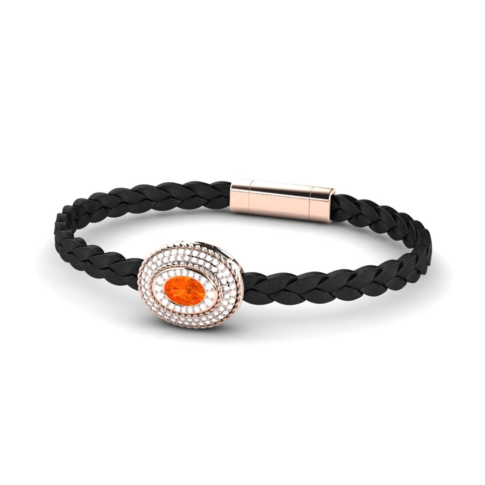18ct Rose Gold Fire Opal Men's Bracelet Scolipede