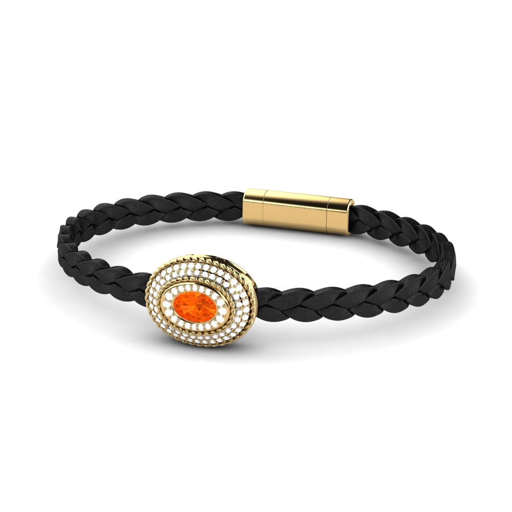 14ct Yellow Gold Fire Opal Men's Bracelet Scolipede