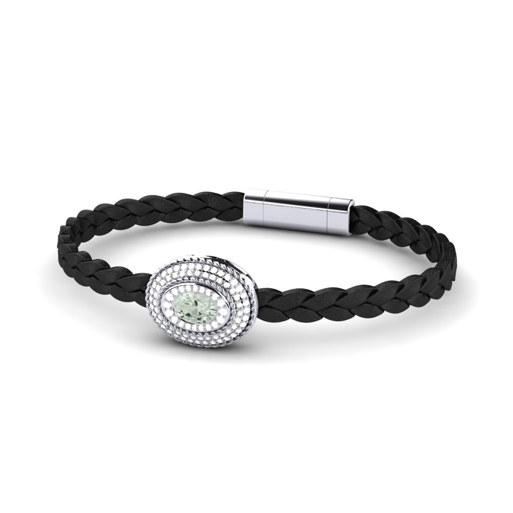 950 Platinum Green Amethyst Men's Bracelet Scolipede