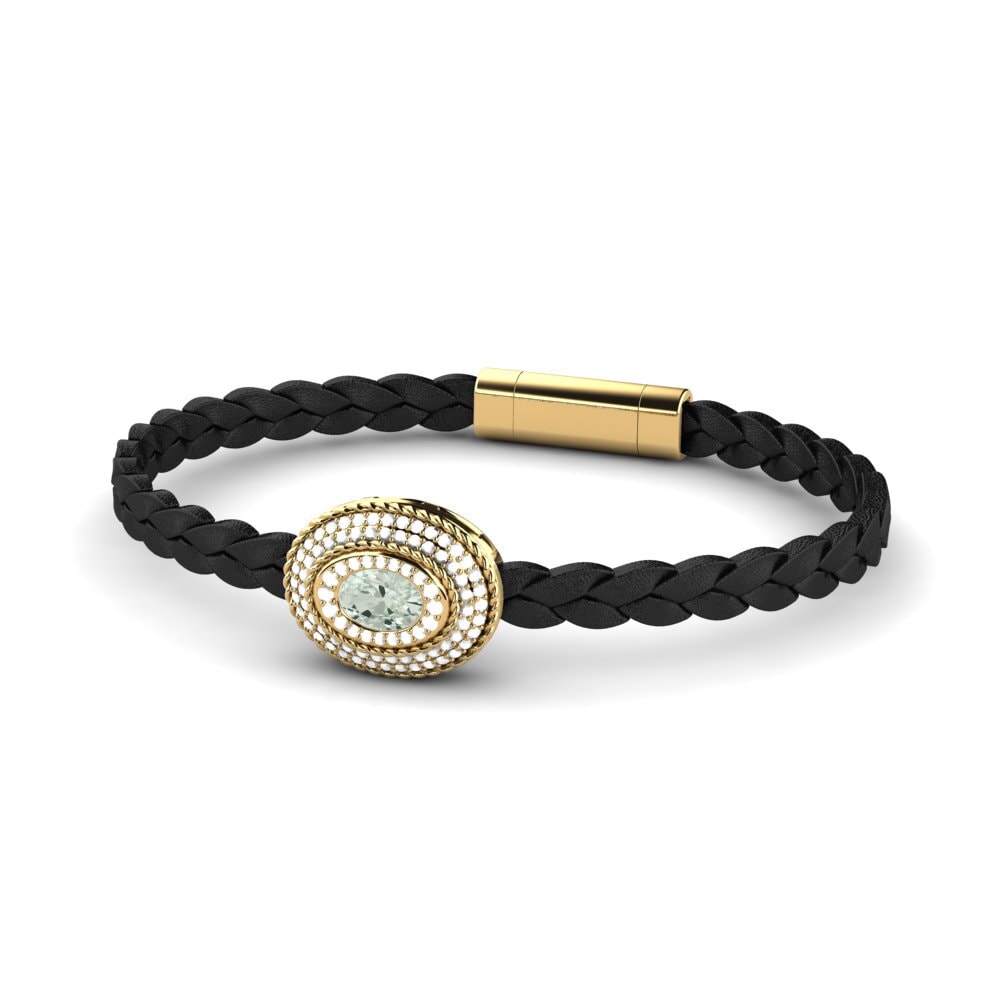 18ct Yellow Gold Green Amethyst Men's Bracelet Scolipede