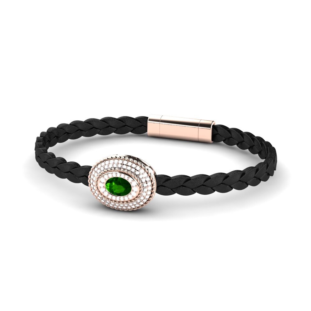 18ct Rose Gold Green Tourmaline Men's Bracelet Scolipede