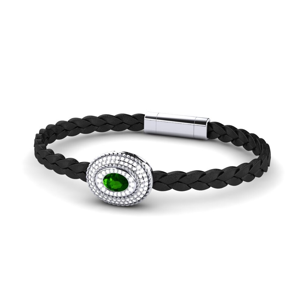 950 Platinum Green Tourmaline Men's Bracelet Scolipede