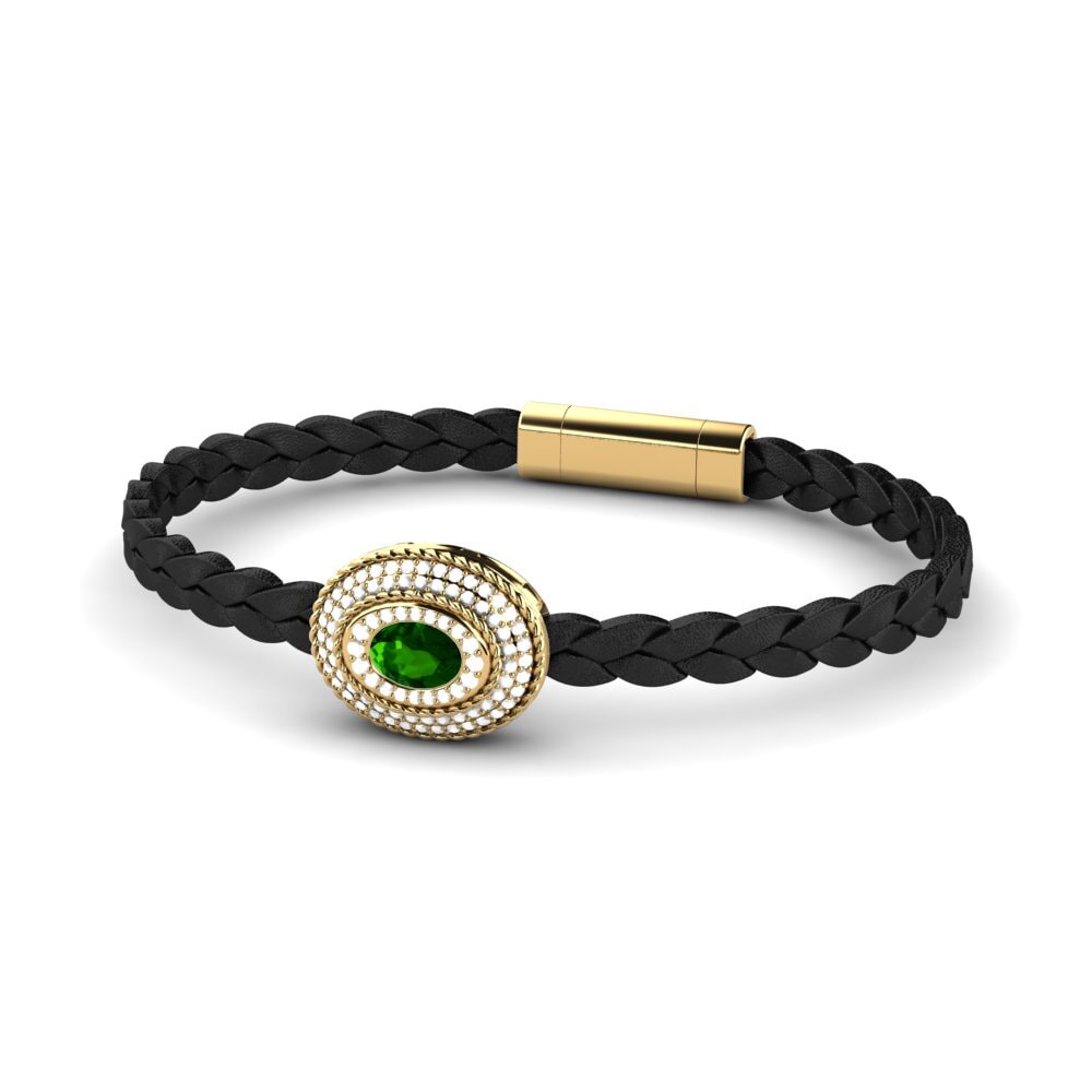 14ct Yellow Gold Green Tourmaline Men's Bracelet Scolipede