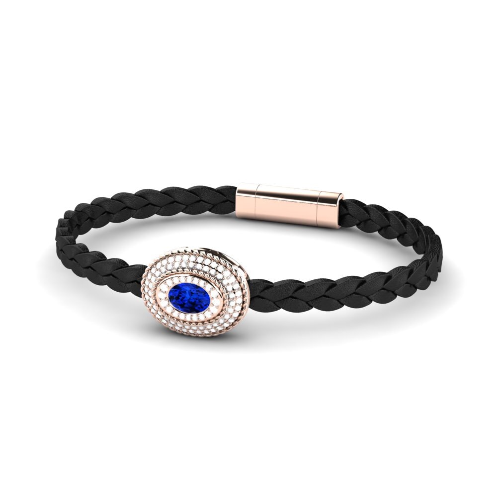 18ct Rose Gold Sapphire (Lab Created) Men's Bracelet Scolipede