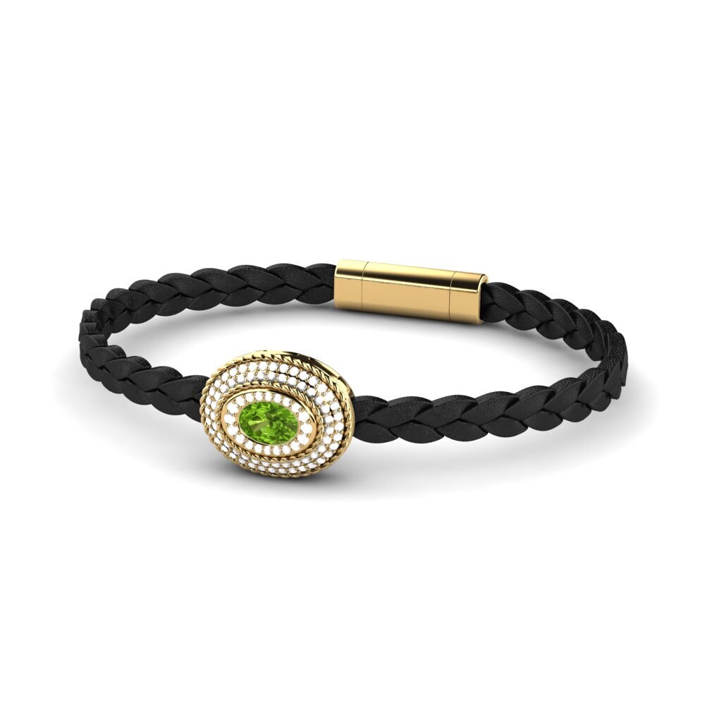 18ct Yellow Gold Peridot Men's Bracelet Scolipede