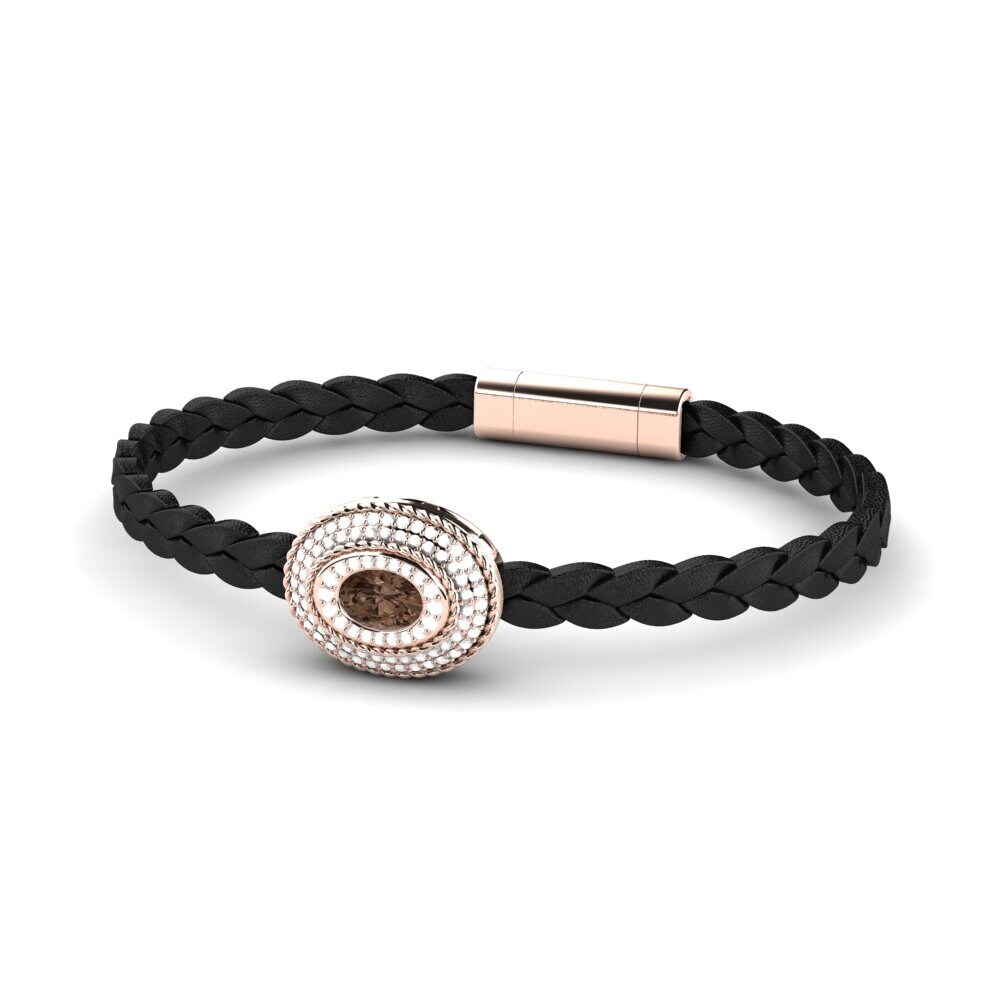 14ct Rose Gold Smoky Quartz Men's Bracelet Scolipede