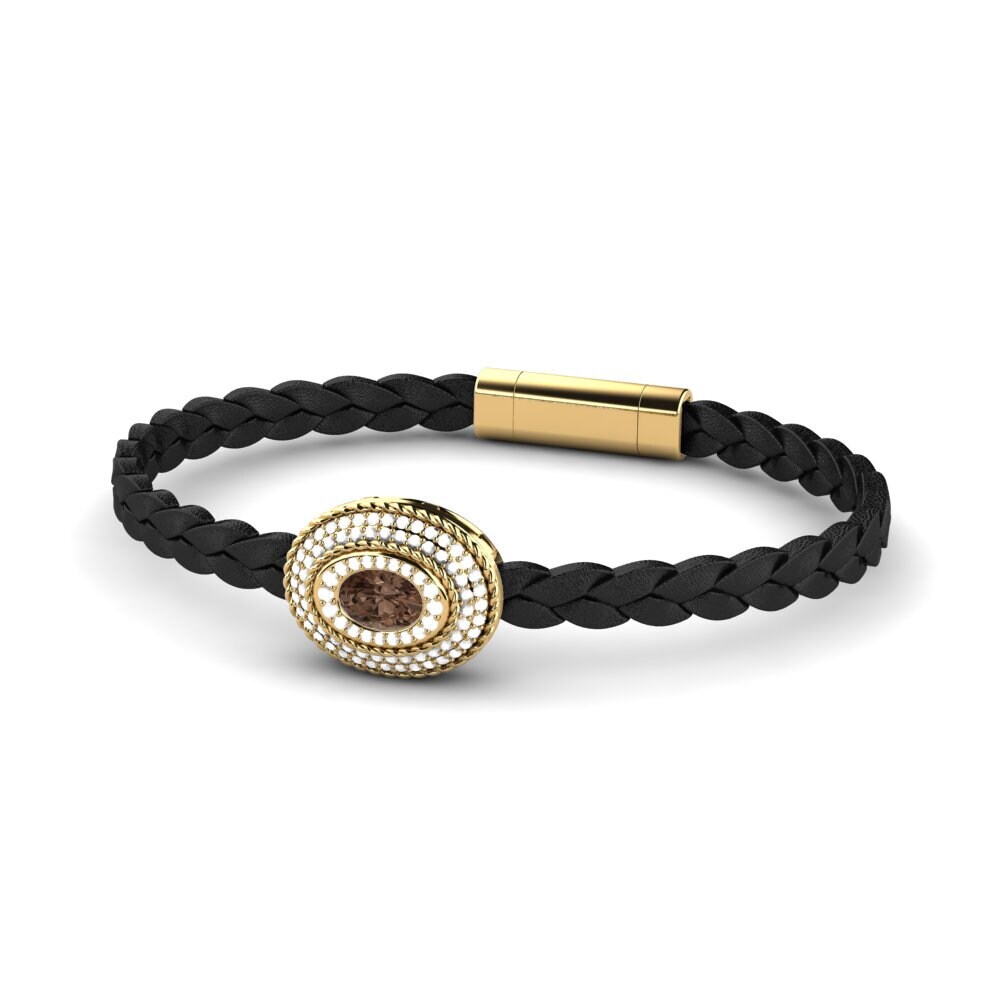 14ct Yellow Gold Smoky Quartz Men's Bracelet Scolipede