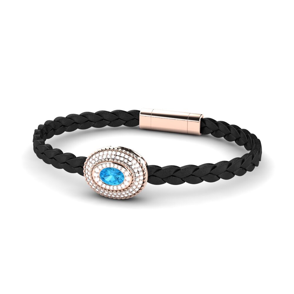 18ct Rose Gold Blue Topaz Men's Bracelet Scolipede