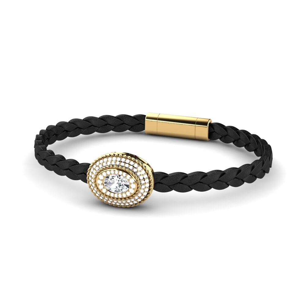 14ct Yellow Gold White Zircon Men's Bracelet Scolipede