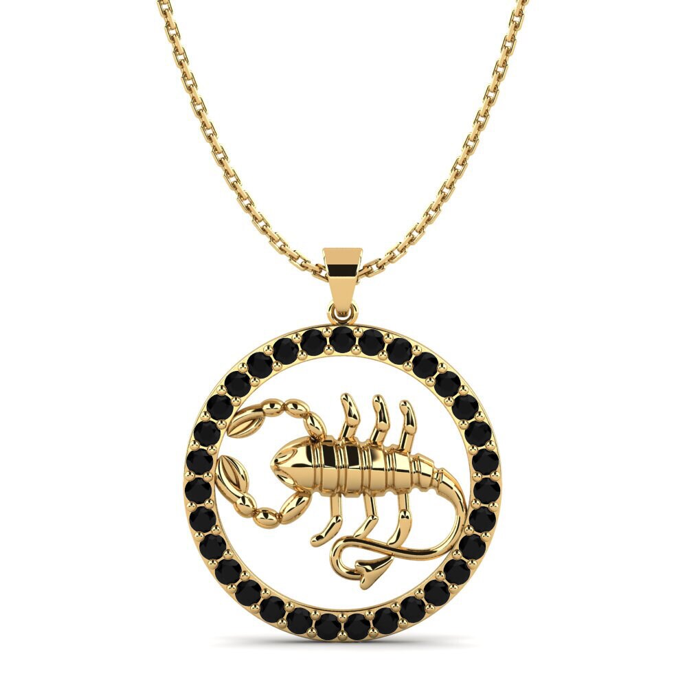 14k Yellow Gold Black Diamond Women's Pendant Scorpio