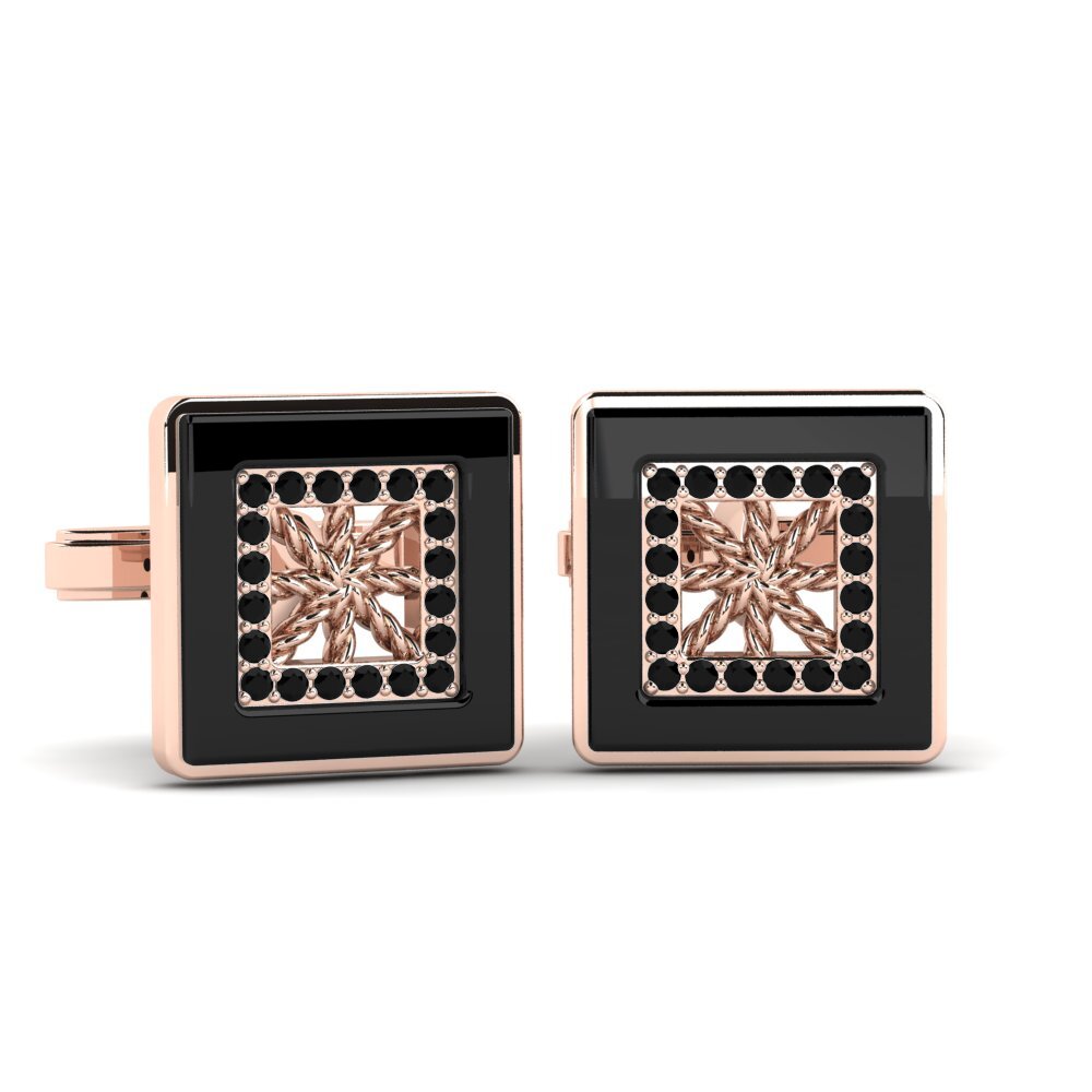 14ct Rose Gold Black Sapphire Cufflink Scotto