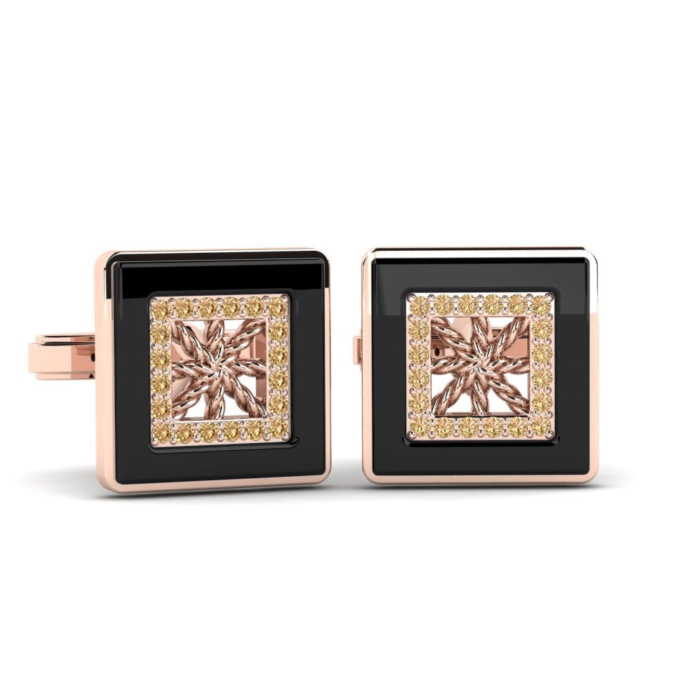 14ct Rose Gold Brown Diamond Cufflink Scotto