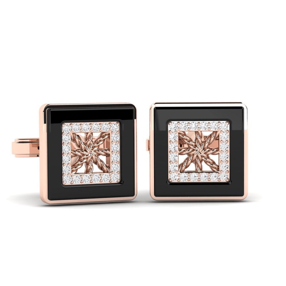 14ct Rose Gold White sapphire Cufflink Scotto