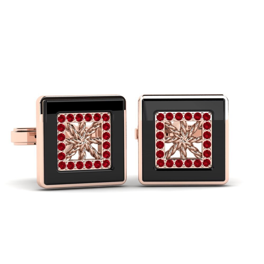 14k Oro Rosa Circonita Roja Gemelo Scotto